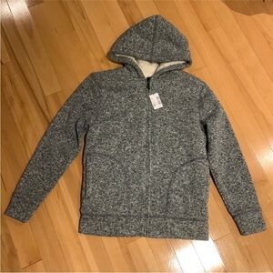 NWT Boy’s Children’s Place Grey Speckled Sherpa Full Zip Hoodie - size L (10/12)